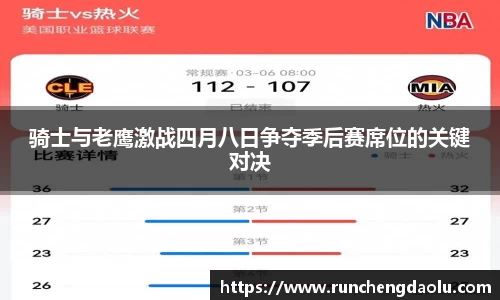 骑士与老鹰激战四月八日争夺季后赛席位的关键对决